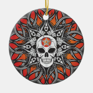 Goth Schedel - Oranje Keramisch Ornament