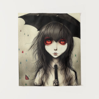 Goth School Girl accrochant la tapisserie