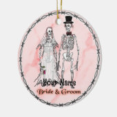 Goth skelet trouwornamenten keramisch ornament (Links)