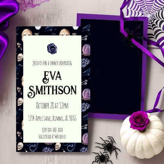 Goth Skeleton Inspiré Douche Invitation