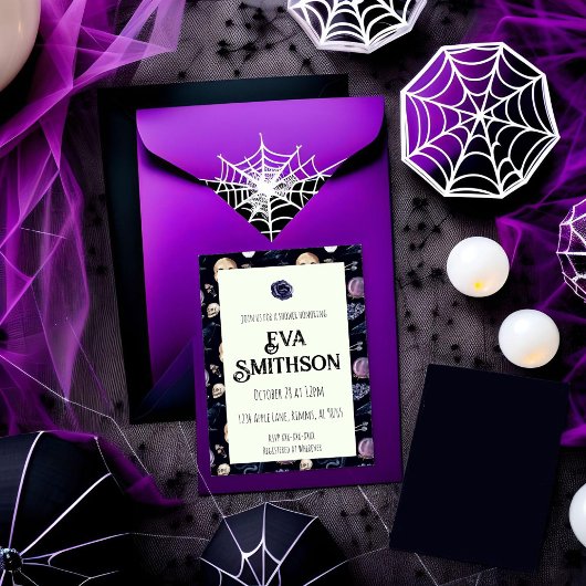 Goth Skeleton Inspiré Douche Invitation