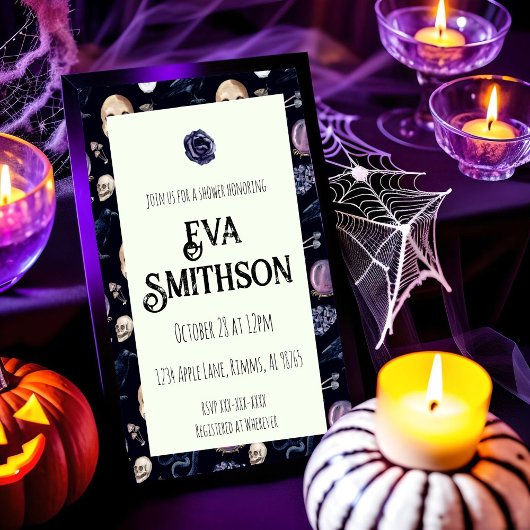 Goth Skeleton Inspiré Douche Invitation