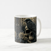 Goth Skull Art with Raven Design Koffiemok (Voorkant rechts)