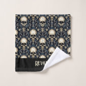 Goth Skuls avec Floral Bleu (Gant de toilette)