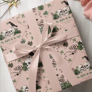 Goth St. Patrick's Day bloemenskeletten Ierse trou Cadeaupapier
