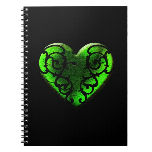 Goth St. Patrick's Day Green Heart Carnet (Devant)