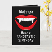 Goth Vampire Fangs Carte d'anniversaire (Fleur jaune)