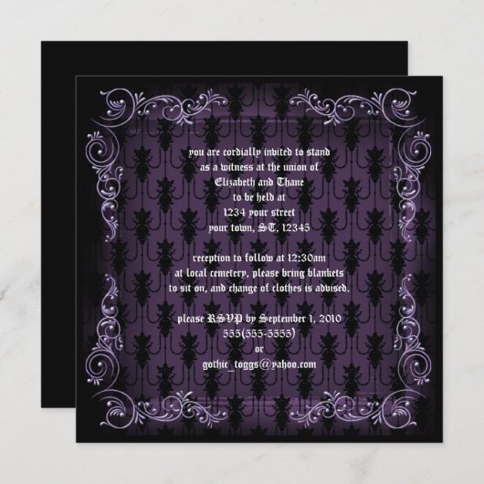 Goth victorien violet Imprimer Invitation (Devant / Derrière)