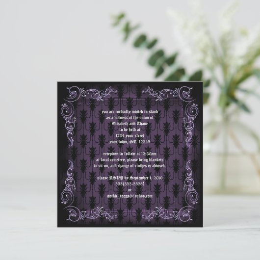 Goth victorien violet Imprimer Invitation (Debout devant)