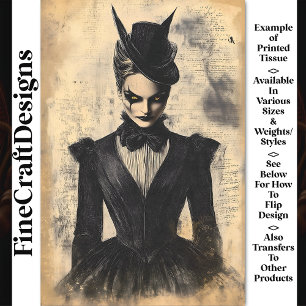 Goth-vrouw, antieke Victoriaanse jurk BC3 decoupag Tissuepapier