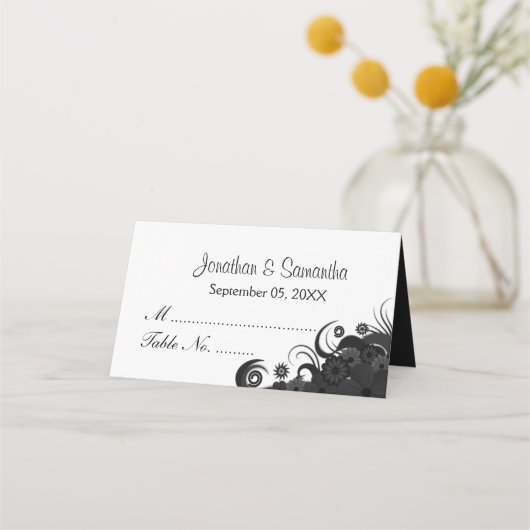 Goth zwart-witte hibiscus bloemtafel (Voorkant)