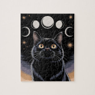 Goth Zwarte Kat, Goth Cadeau, Heksenuur Zwarte Kat Legpuzzel