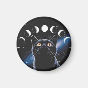 Goth Zwarte Kat, Goth Cadeau, Heksenuur Zwarte Kat Magneet