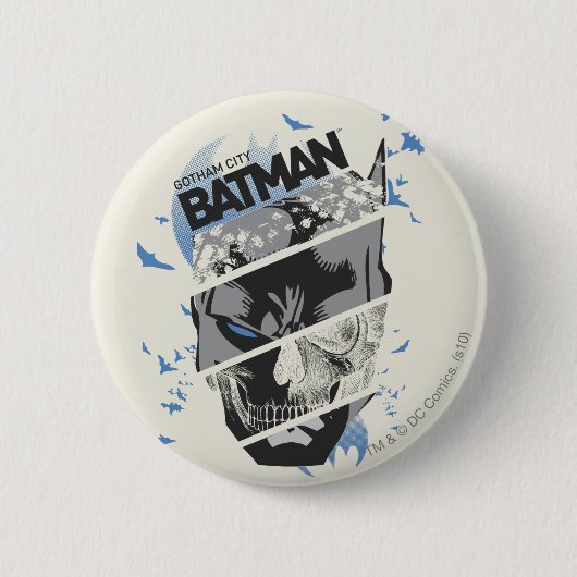 Gotham City Batman Skull Collage Ronde Button 5,7 Cm (Voorkant)