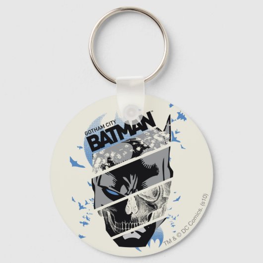 Gotham City Batman Skull Collage Sleutelhanger (Voorkant)