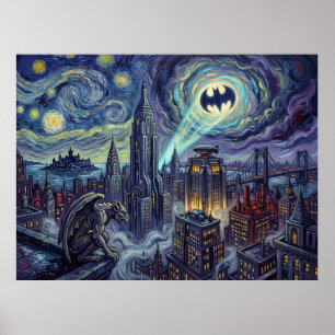 Gotham City Sterrennacht Comic Landschap Poster