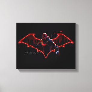 Gotham Ridders Red Hood in Logo Canvas Afdruk