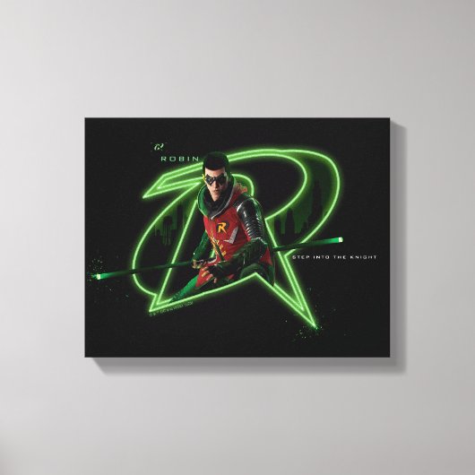 Gotham Ridders Robin in Logo Canvas Afdruk (Voorkant)