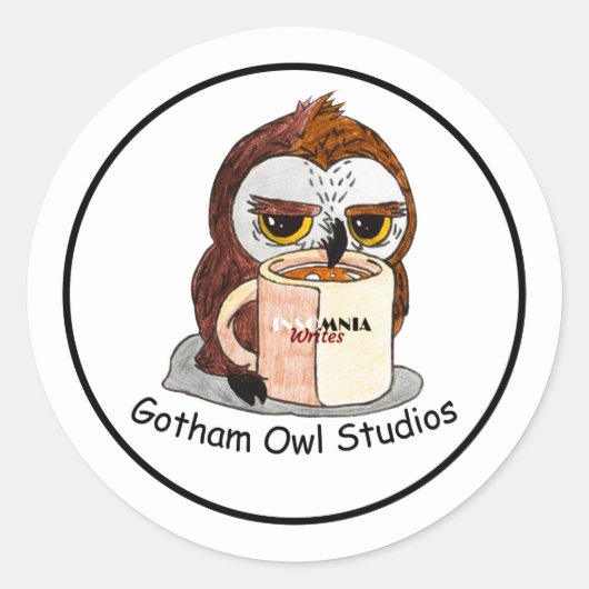 GothamOwlStudios logo Ronde Sticker (Voorkant)