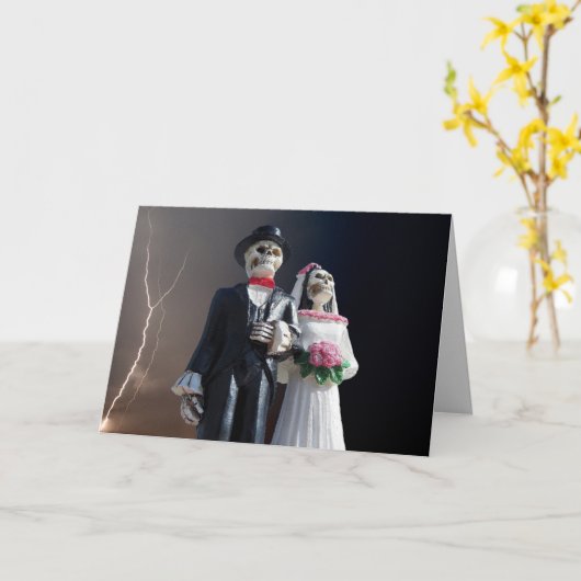 GOTHC SKELETON WEDDING CONGRATULALALALALATIONS KAA KAART (Gele Bloem)