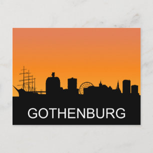 Gothenburg silhouet, zomer zonsondergang illustrat briefkaart