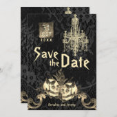 Gothic 31 okt. Skeleton Halloween Wedding Save The Date (Voorkant / Achterkant)