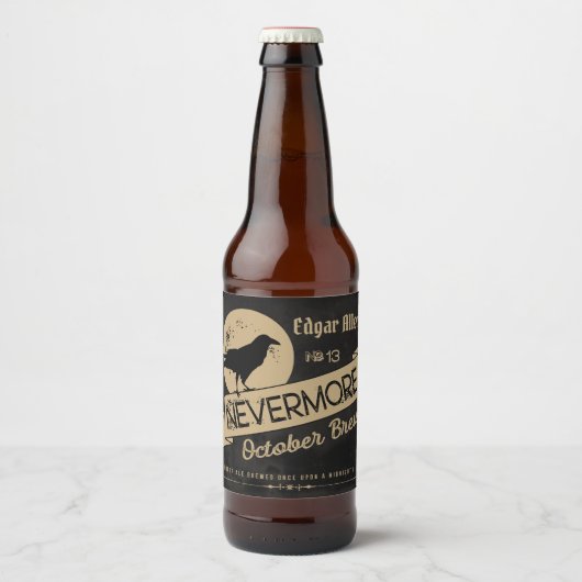 Gothic aangepaste gepersonaliseerde Raven Hallowe Bier Etiket (Voorkant)