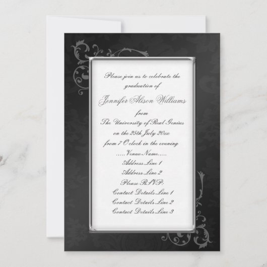 Gothic Afstuderen Invitation in Black & White Kaart (Voorkant)