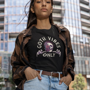 Gothic alleen flesjes schedel met bloemen t-shirt