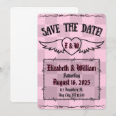 Gothic Alternatief Geruit Tattoo Hart Save The Date (Voorkant / Achterkant)