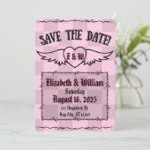 Gothic Alternatief Geruit Tattoo Hart Save The Date (Staand voorkant)