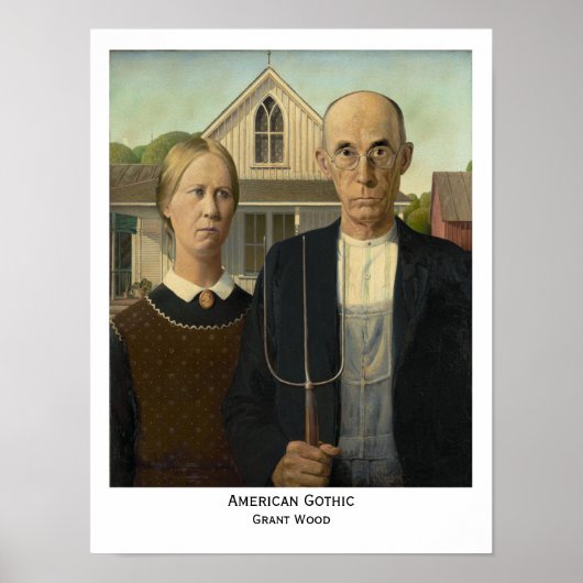 Gothic américain, impression de Grant Wood (Devant)