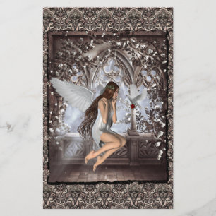 Gothic Angel en haar hond Briefpapier