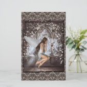 Gothic Angel en haar hond Briefpapier (Staand voorkant)