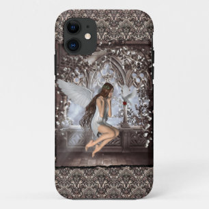 Gothic Angel en haar hond iPhone 11 Hoesje