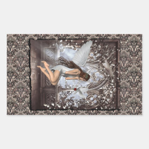 Gothic Angel en haar hond Rechthoekige Sticker