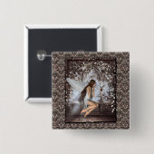 Gothic Angel en haar hond Vierkante Button 5,1 Cm (Voorkant /achterkant)