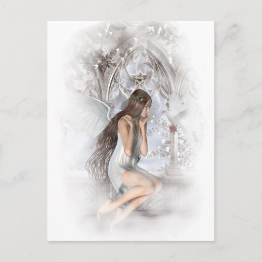 Gothic Angel en her Dove Vignette Briefkaart (Voorkant)