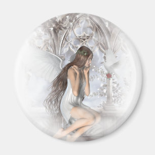 Gothic Angel en her Dove Vignette Magneet