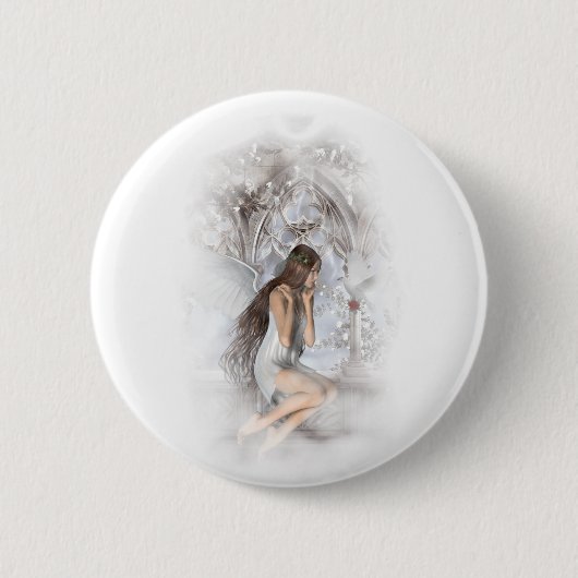 Gothic Angel en her Dove Vignette Ronde Button 5,7 Cm (Voorkant)