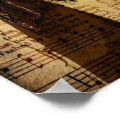 Gothic Angel  Sepia Sheet Music Texture Poster (Hoek)
