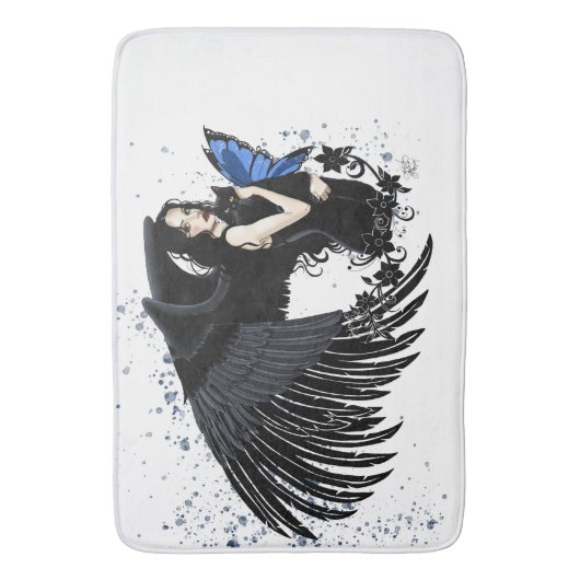 Gothic Angel Wings Black Cat Badmat (Voorkant Verticaal)