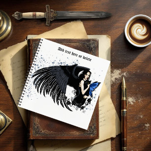 Gothic Angel Wings Black Cat Notitieboek