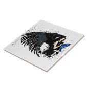 Gothic Angel Wings Black Cat Tegeltje (Zijkant)