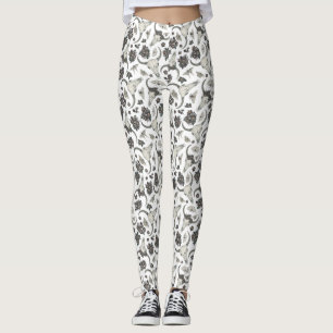 Gothic Animal Skull met Flowers Pattern Leggings