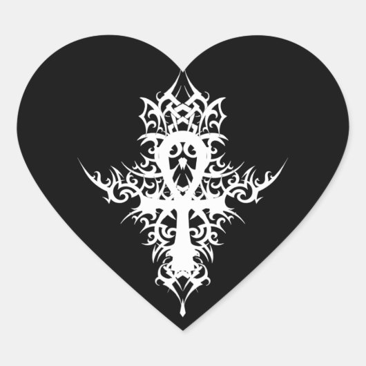 Gothic Ankh Hart Sticker (Voorkant)