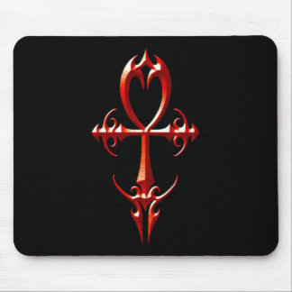 Gothic Ankh, rood en zwart Muismat