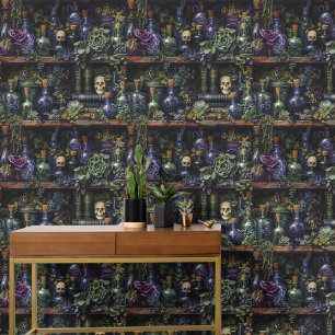 Gothic Apothecary Dark Academia schedel Verwijderb Behang