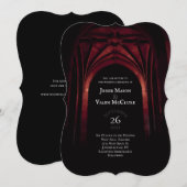 Gothic Arch Elegant Wedding Dark Black Red Kaart (Voorkant / Achterkant)