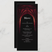 Gothic Arch Elegant Wedding Dark Black Red Menu (Voorkant / Achterkant)